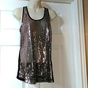 Forever 21 sequin size M black & champagne tank top.